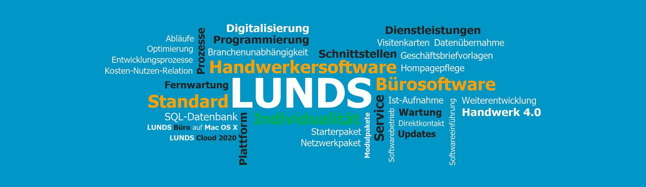 																																							Mitgestaltung der digitalen Welt Wir sind die LUNDS Software GmbH:Vertrieb und AnwendungsberatungSupport und EntwicklungMarketing und Digitalisierung im Handwerksbereich	Ihre Ansprechpartner																																				