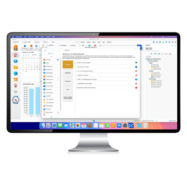 LUNDS Büro Startmodul – Handwerkerosftware für macOS mit Dashboard und Gesamtkonfiguration
